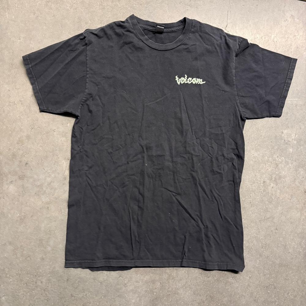 Volcom Mens Graphic T-Shirt Black Short Sleeve Chest Logo Size Large